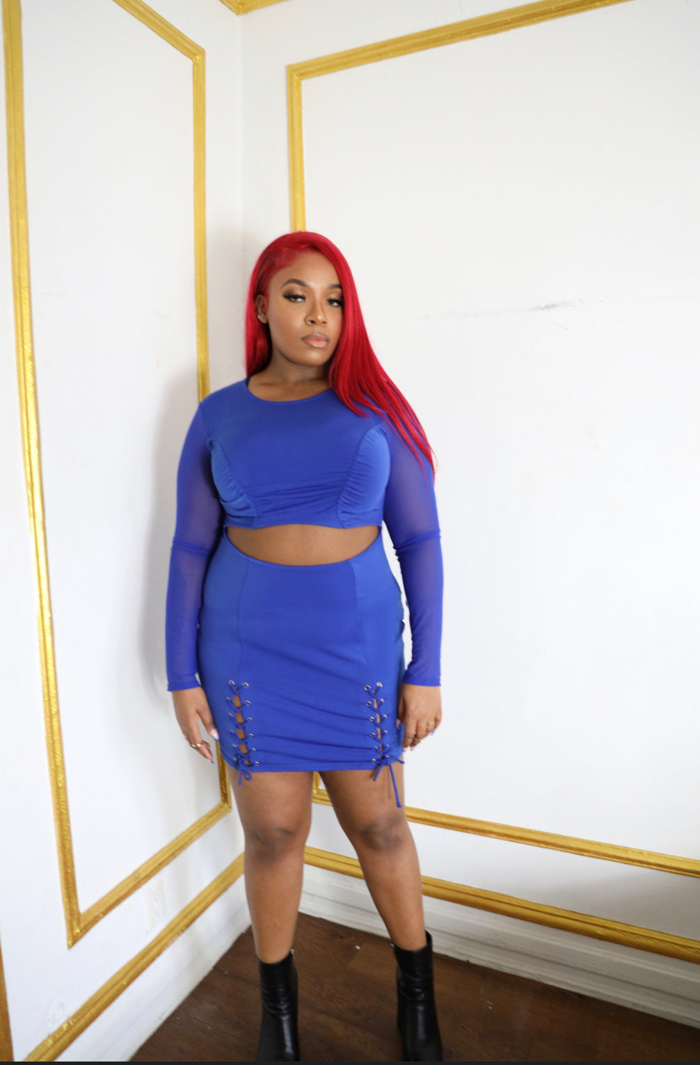 Cali | Blue Mini Dress (Plus Size) - Miss DQ