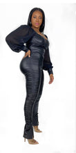 Load image into Gallery viewer, “Show-Stoppa” Faux leather ruched black legging - Miss DQ