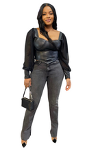 Load image into Gallery viewer, Go With the Flow faux leather bustier shirt - Miss DQ